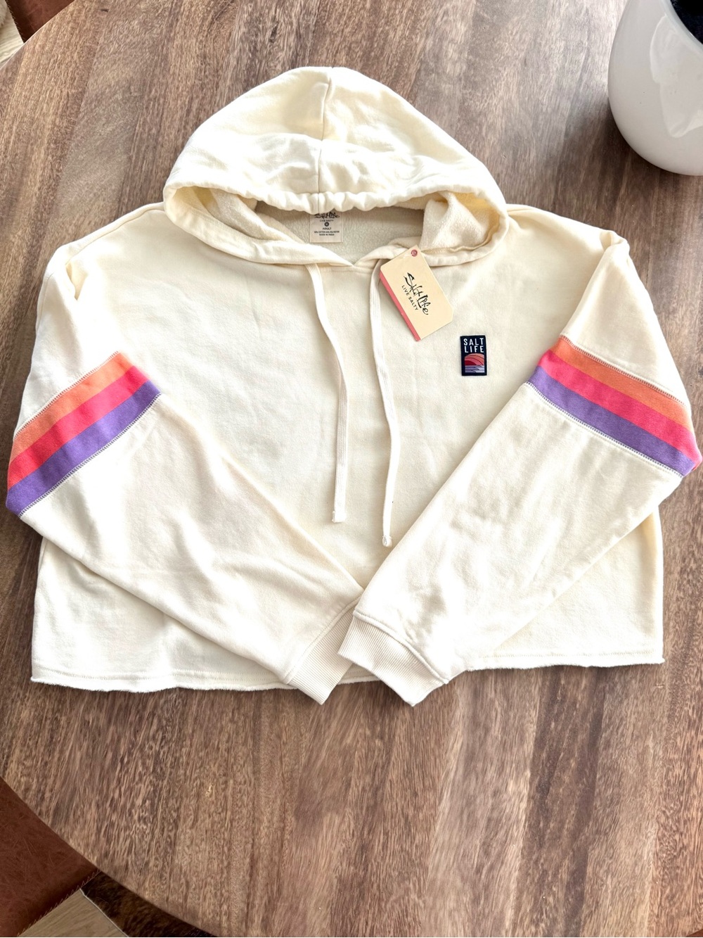 NWT Salt Life Baja Salt Oversized Cropped Hoodie – Ivory, Medium